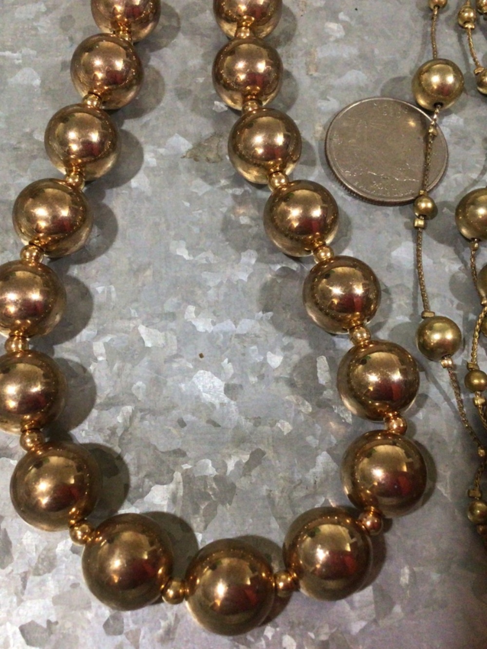 Three gold tone necklaces. All in good shape - Picture 8 of 9